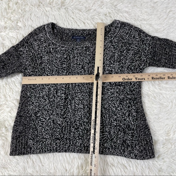 American Eagle Black White Long Sleeve Knit Sweater Crew Neck Size XS - Picture 6 of 9